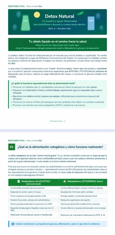 Guía Detox Natural de Recetario Vital con licuados y aguas infusionadas
